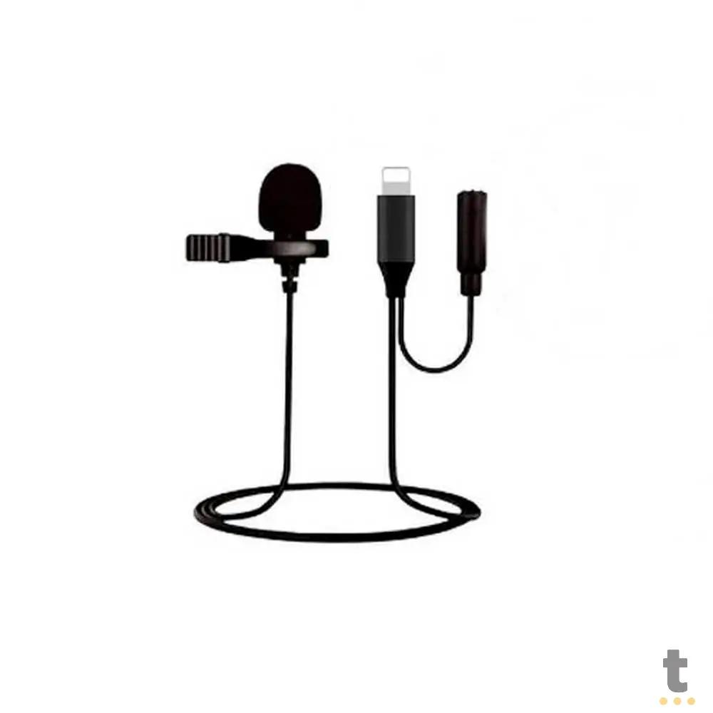 Microfone de Lapela Lavalier 1,5m Lightning (Iphone) - WH7964 Truedata